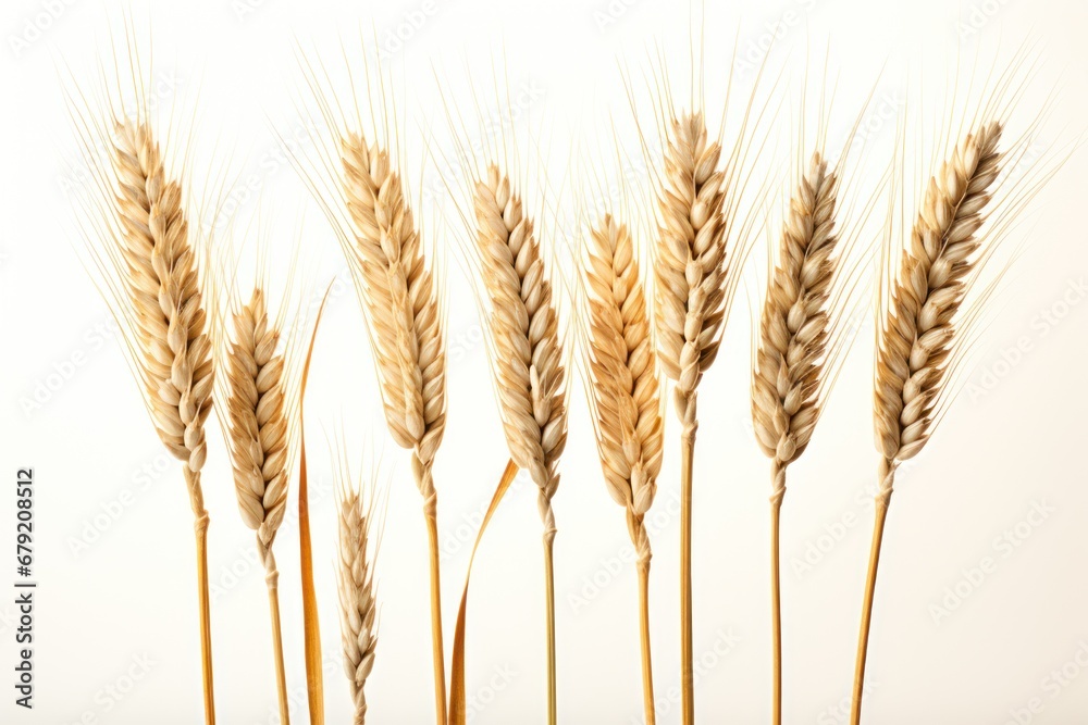 The long ears of golden wheat with white background. The long ears of golden wheat with white background.