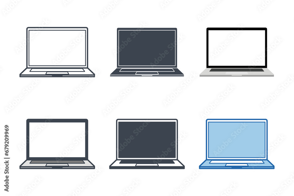 Laptop Digital device icon collection with different styles. Computer Laptop icon symbol vector illustration isolated on white background
