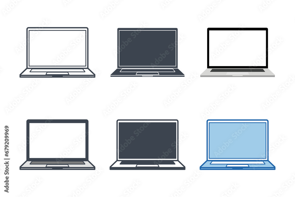 Laptop Digital device icon collection with different styles. Computer Laptop icon symbol vector illustration isolated on white background Laptop Digital device icon collection with different styles. Computer Laptop icon symbol vector illustration isolated on white background