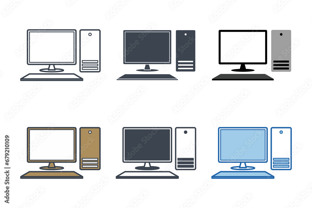 Desktop Computer Digital device icon collection with different styles. Desktop Computer icon symbol vector illustration isolated on white background