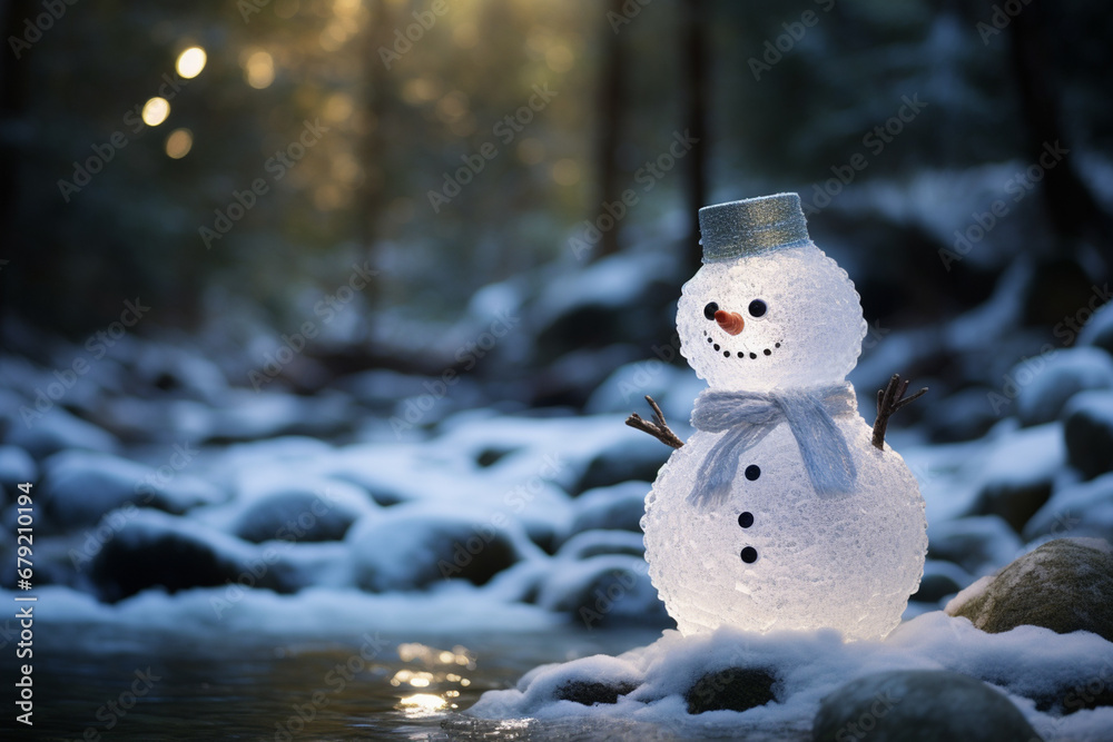 Obraz premium Snowman in winter and Christmas festival. 