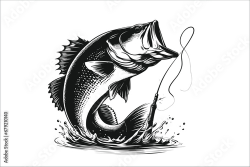 Mastering the Waters: A Detailed and Striking Bass Vector Illustration for Avid Anglers and Fishing Enthusiasts