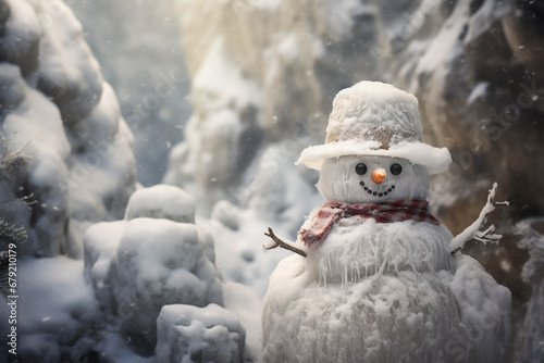 Snowman in winter and Christmas festival.	