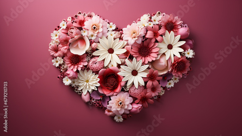 Floral heart shape. Love, valentine's day, woman's day, mother's day background. 