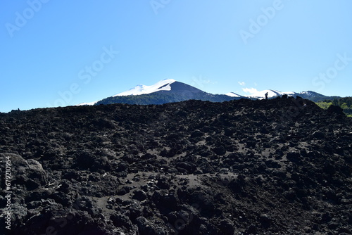 National Park Conguillio in Chile: a paradise of lagoons, araucarias, and volcanoes.

