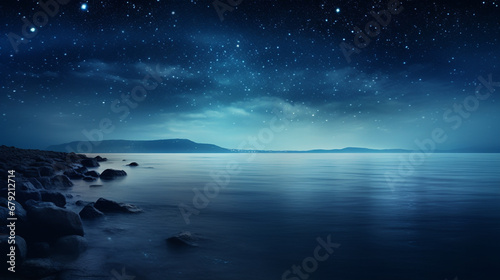 The sky and the sea at night Among the stars that shine brightly to be seen at night. © Gun