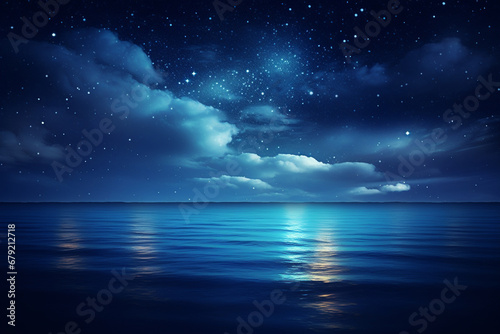 The sky and the sea at night Among the stars that shine brightly to be seen at night. © Gun