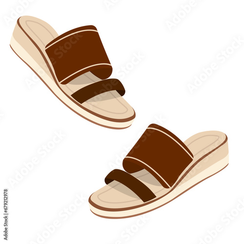 vector illustration of brown women's heeled sandals
