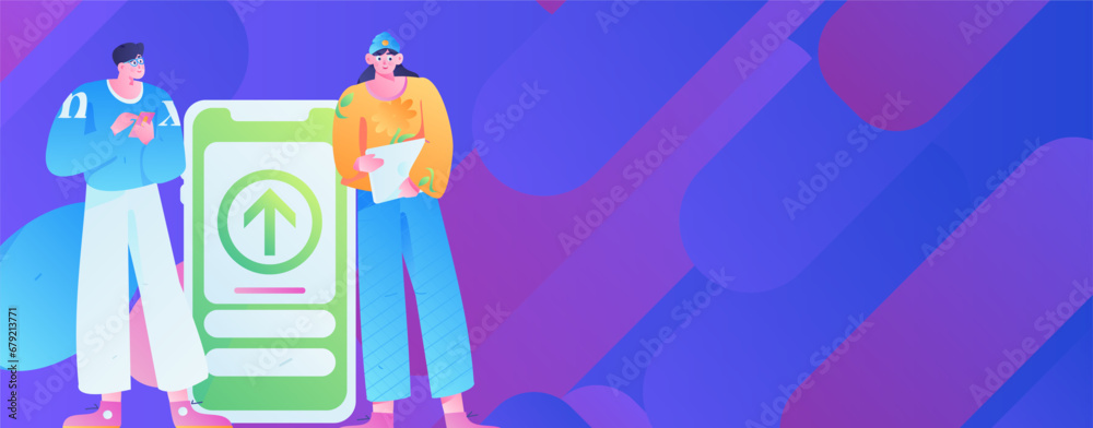 Fototapeta premium Notification announcement vector creative flat hand drawn illustration 