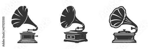 Gramophone icon isolated on a white background. Vector illustration photo