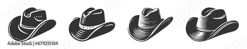 Cowboy hat silhouette set. Vector illustration