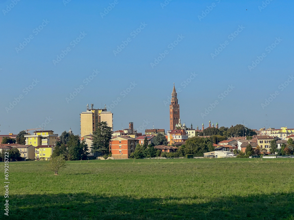 panorama of the city of Cremona in sunny day