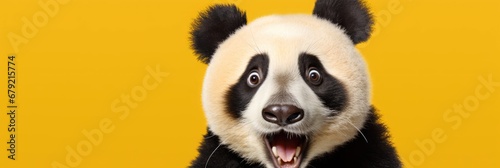 Playful Panda Bear with a Wide Open Mouth Generative AI