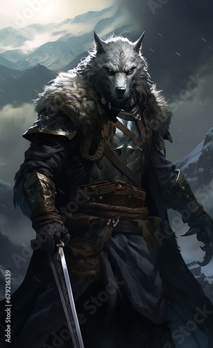 A furry wolf warrior in full armor. Great for RPG, TTRPG, adventure, fantasy, legends and more. 