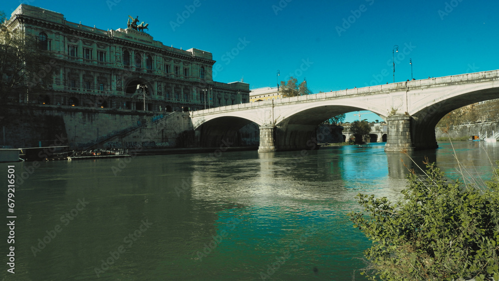 The Palace of Justice seen from the Ponte Umberto bridge in Rome, Italy