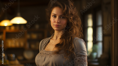 Wallpaper Mural beautiful girl in a black kitchen Torontodigital.ca