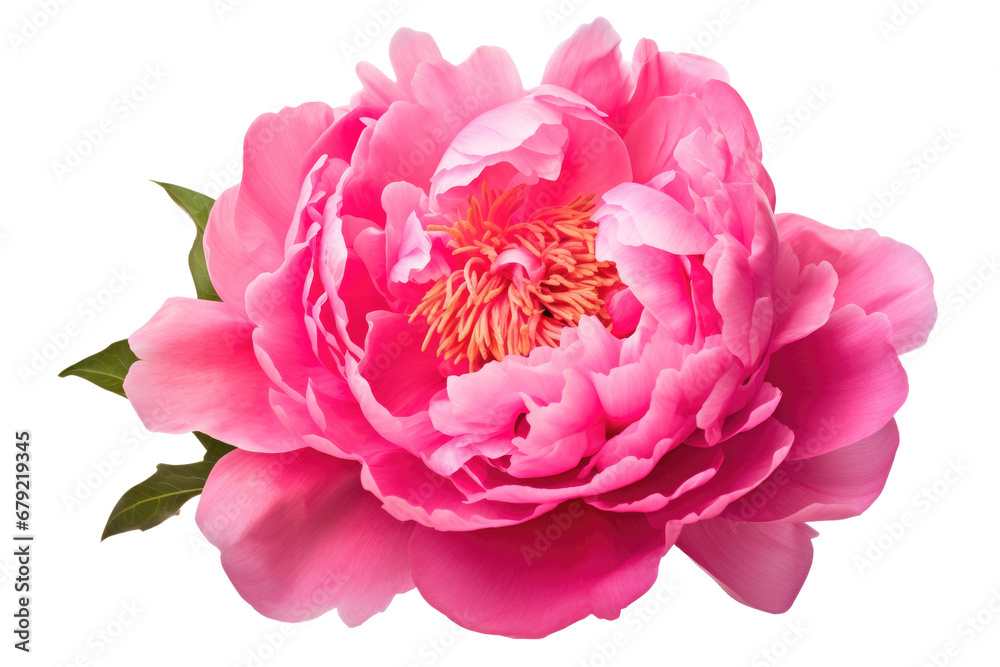 a vibrant pink peony flower isolated on a transparent background, generative ai
