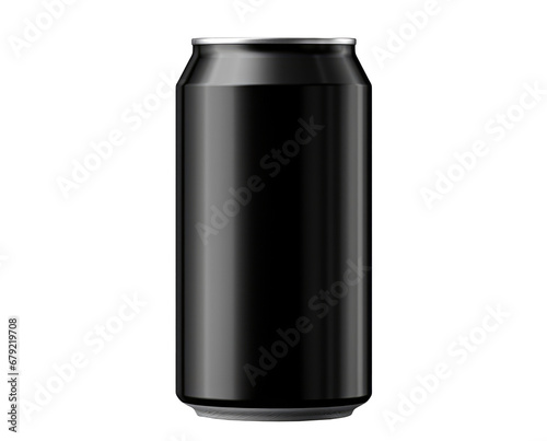 Aluminum slim cans in black isolated on transparent background