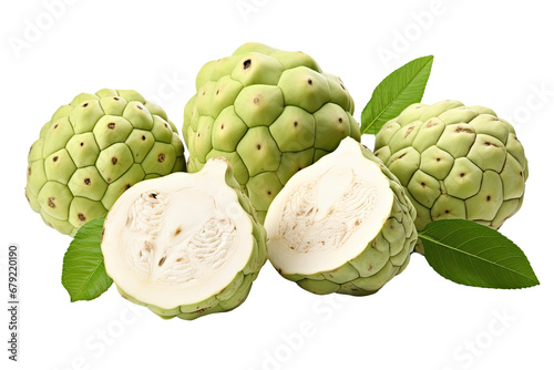 a collection of cherimoya isolated on a transparent background, generative ai photo