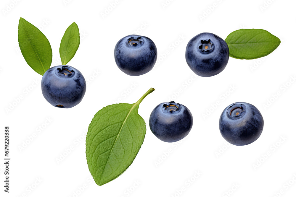 a collection of blueberries isolated on a transparent background, generative ai a collection of blueberries isolated on a transparent background, generative ai