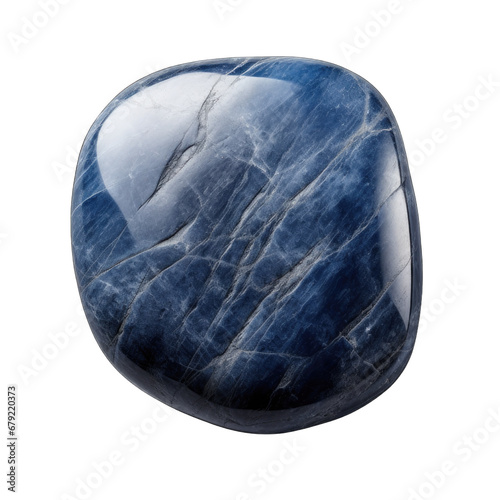 Dumortierite pebble isolated on transparent background