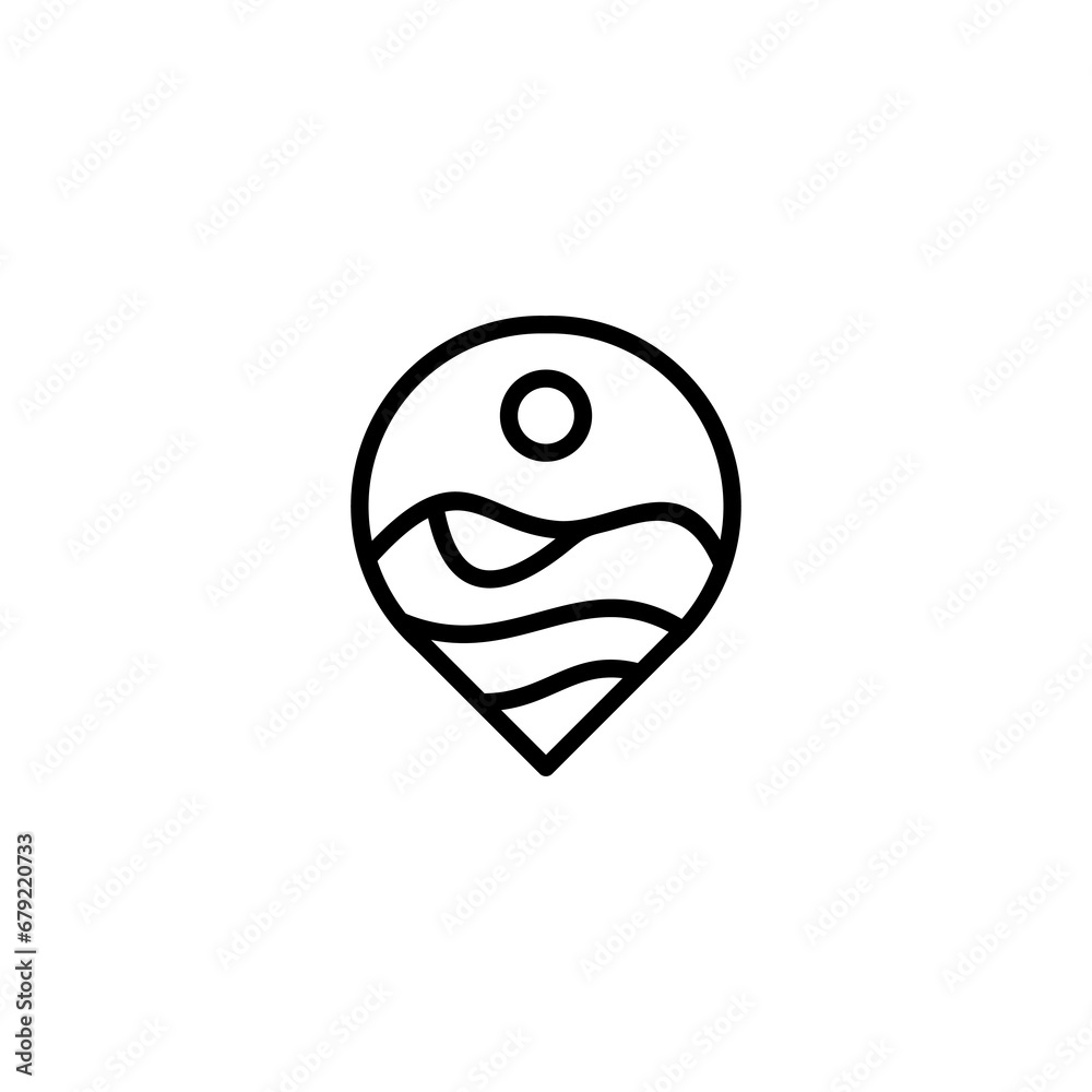 pin mountain logo design. simple modern line symbol vector
