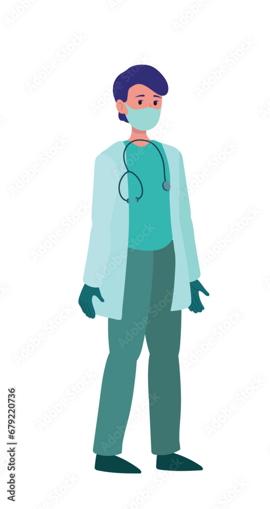 Mature doctor man Young casual man on white background. He's confident and relaxed in himself. Flat graphic animation, vector illustration isolated on white background. health concept. Mature doctor man Young casual man on white background. He's confident and relaxed in himself. Flat graphic animation, vector illustration isolated on white background. health concept.