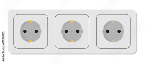 Flat multi socket electrical outlet on the wall illustration vector design