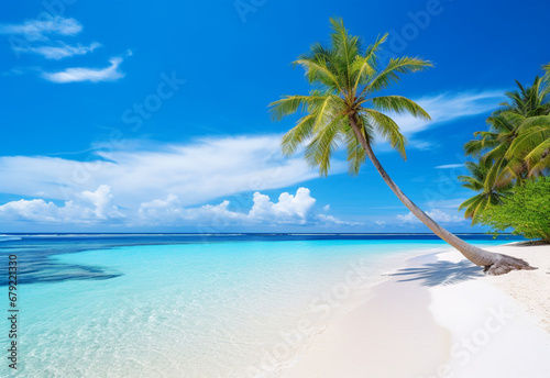 beach with palm trees generating by AI technology