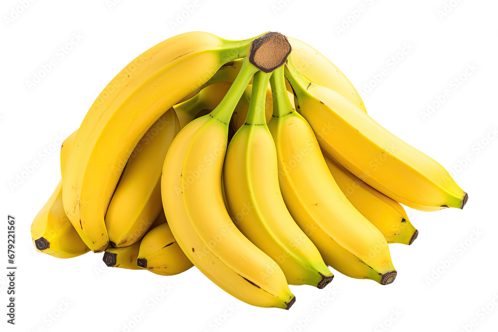 a collection of bananas isolated on a transparent background, generative ai