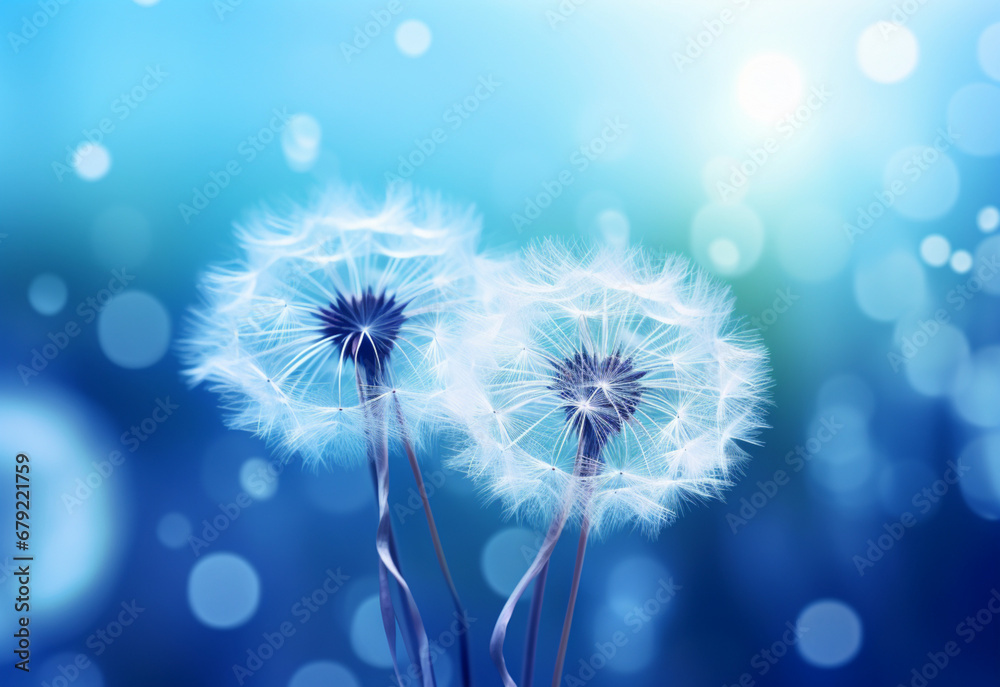 Obraz premium dandelion on blue generating by AI technology