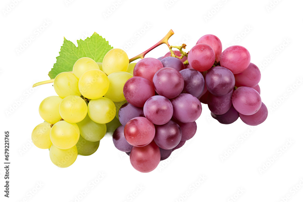 a collection of grapes isolated on a transparent background, generative ai