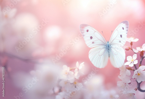 background with butterflies generating by AI technology © Muhammad