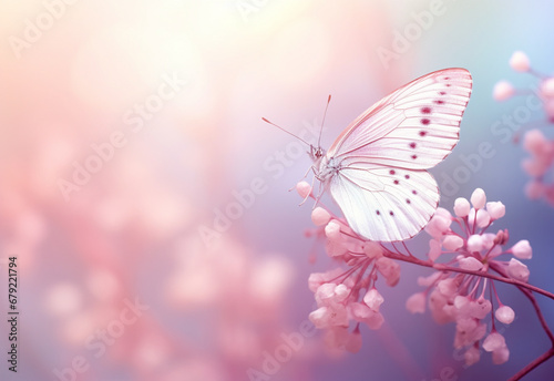 butterfly on pink flower generating by AI technology © Muhammad