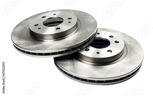 Pair of Silver Brake Rotors Disc Isolated on Transparent Background PNG.