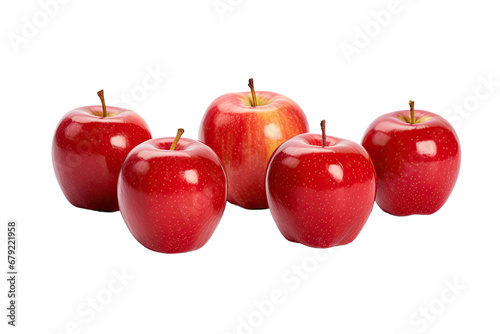 a collection of shiny red apples isolated on a transparent background  generative ai