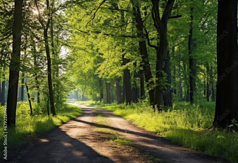 Fototapeta premium road in the forest generating by AI technology