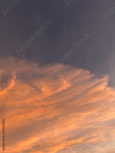 clouds, evening, orange clouds, nature