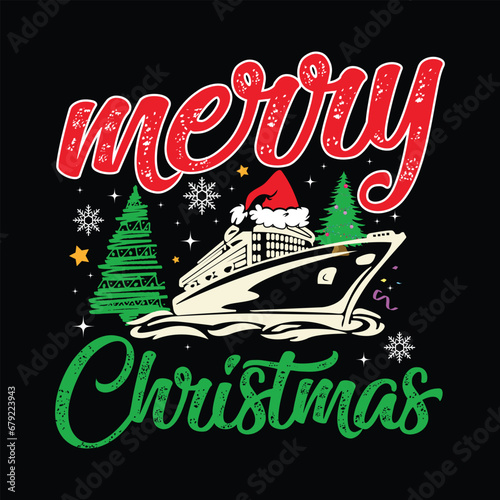 Merry Christmas Cruise T-Shirt, Cruise Vector, Christmas Cruise, Christmas Tree, Funny Christmas Cruise Shirt Print Template