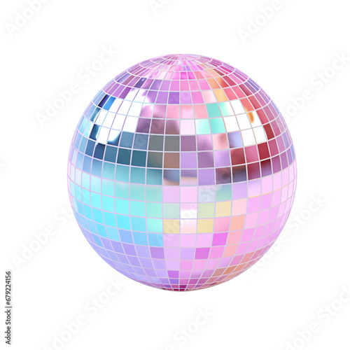 Pastel Retro 70s Disco Ball Isolated on Transparent Background PNG 