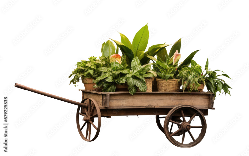 Stunning Beautiful Garden Cart Isolated on Transparent Background PNG.