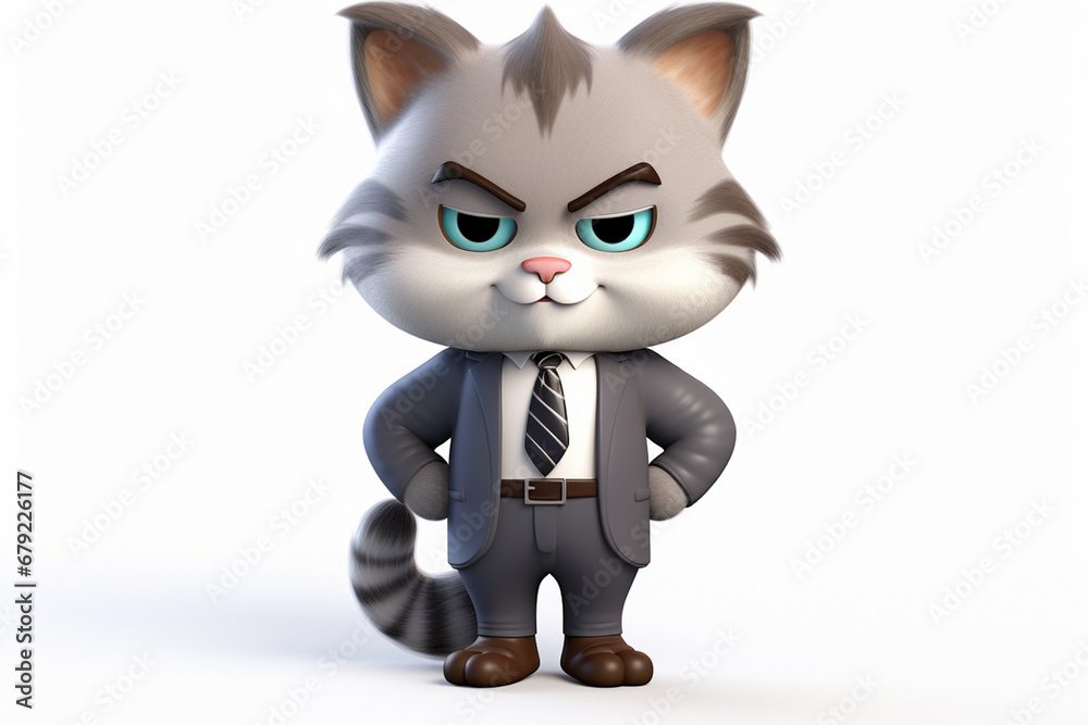 3d character of a business cat