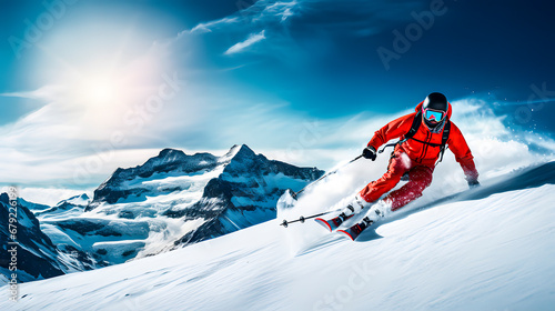Winter sports. A skier on the snow