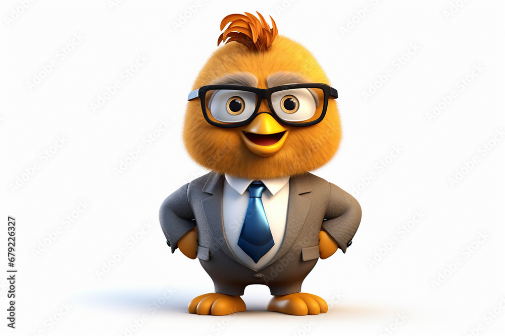 3d character of a business chicken