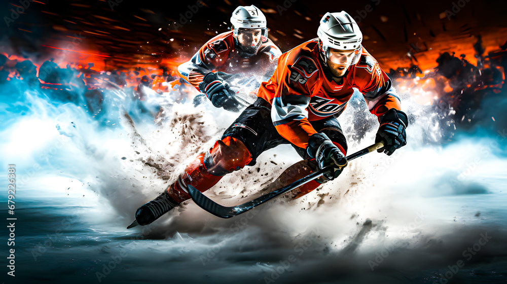 Fototapeta premium Illustration of an ice hockey player