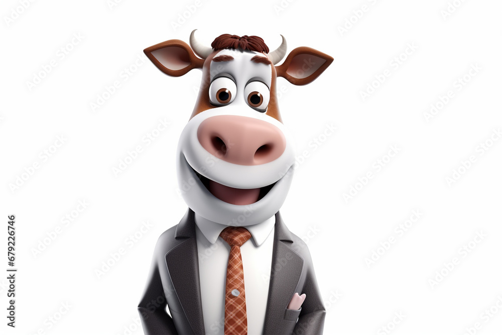 3d character of a business cow