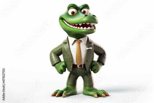3d character of a business crocodile