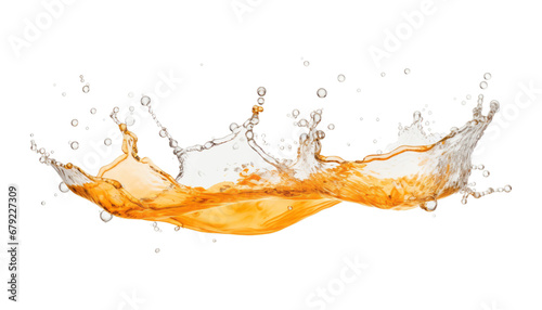 orange juice splash isolated on transparent background cutout