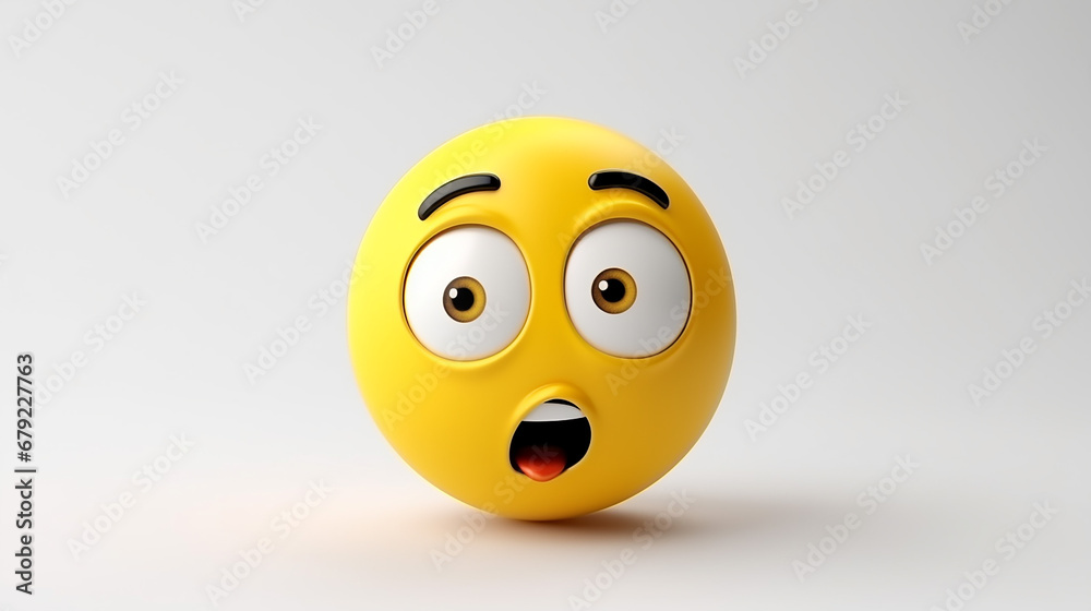 3D rendering Confused emoji on white isolated background 3D rendering Confused emoji on white isolated background