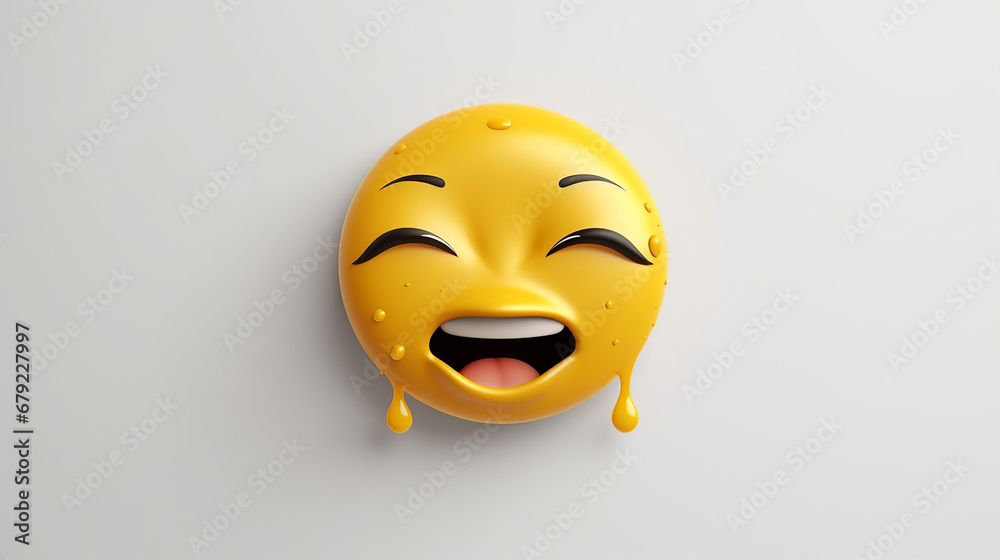 Fototapeta premium 3D rendering Crying emoji on white isolated background